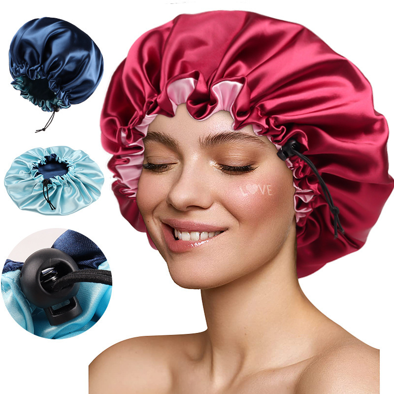 satin hair bonnet for sleeping-Wine Red