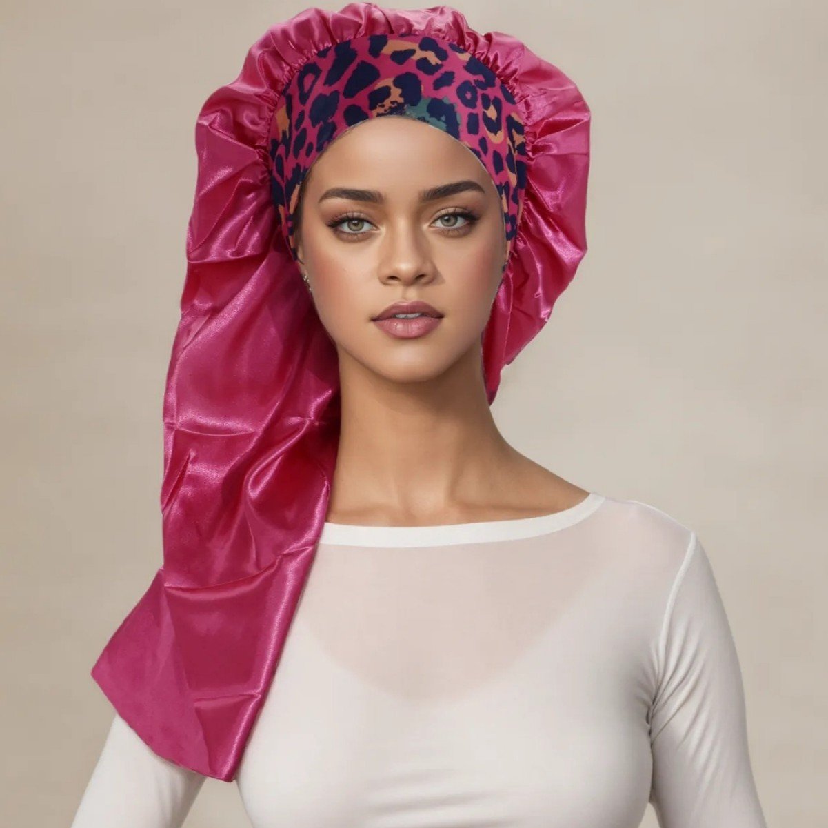 Elastic wide-brimmed sleeping cap-main